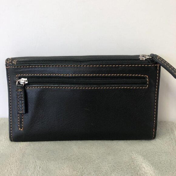 NWOT The Trend Long Italian Black Leather Wallet - Picture 2 of 11
